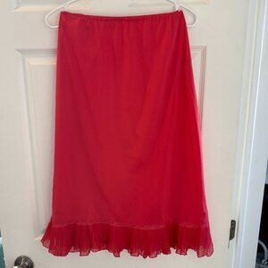 Vintage 1970's Luxite Red Half Slip Lace Pleated